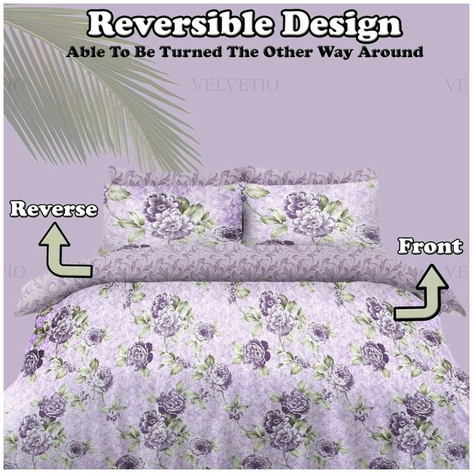 image 1 of VELVETIO Jessica Complete Duvet Cover Set with Fitted Sheet Luxury Bedding Quilt Purple | Single