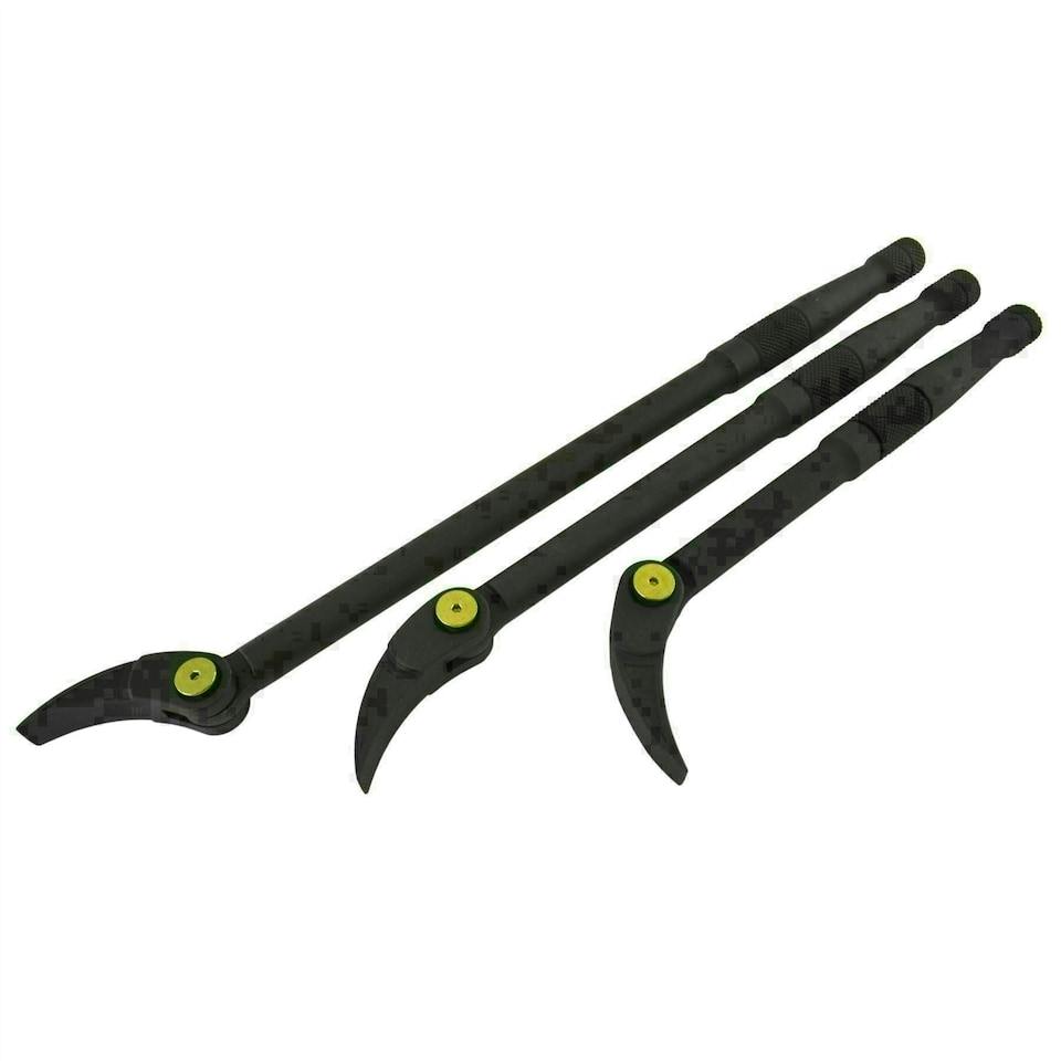 image 1 of 3pc Adjustable Pry Bar 10" 12" 15" Locking Crow Wrecking Bar Angle Foot TE855