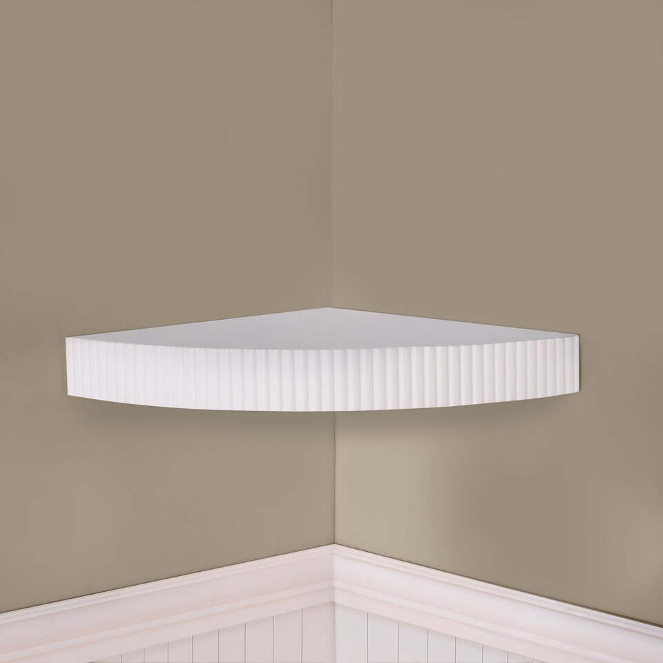 image 1 of OHS Ribbed Corner Shelf Wall Mounted Storage Space Saving Modern