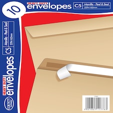 10 C5 Heavy Duty Peel and Seal Manilla Envelopes