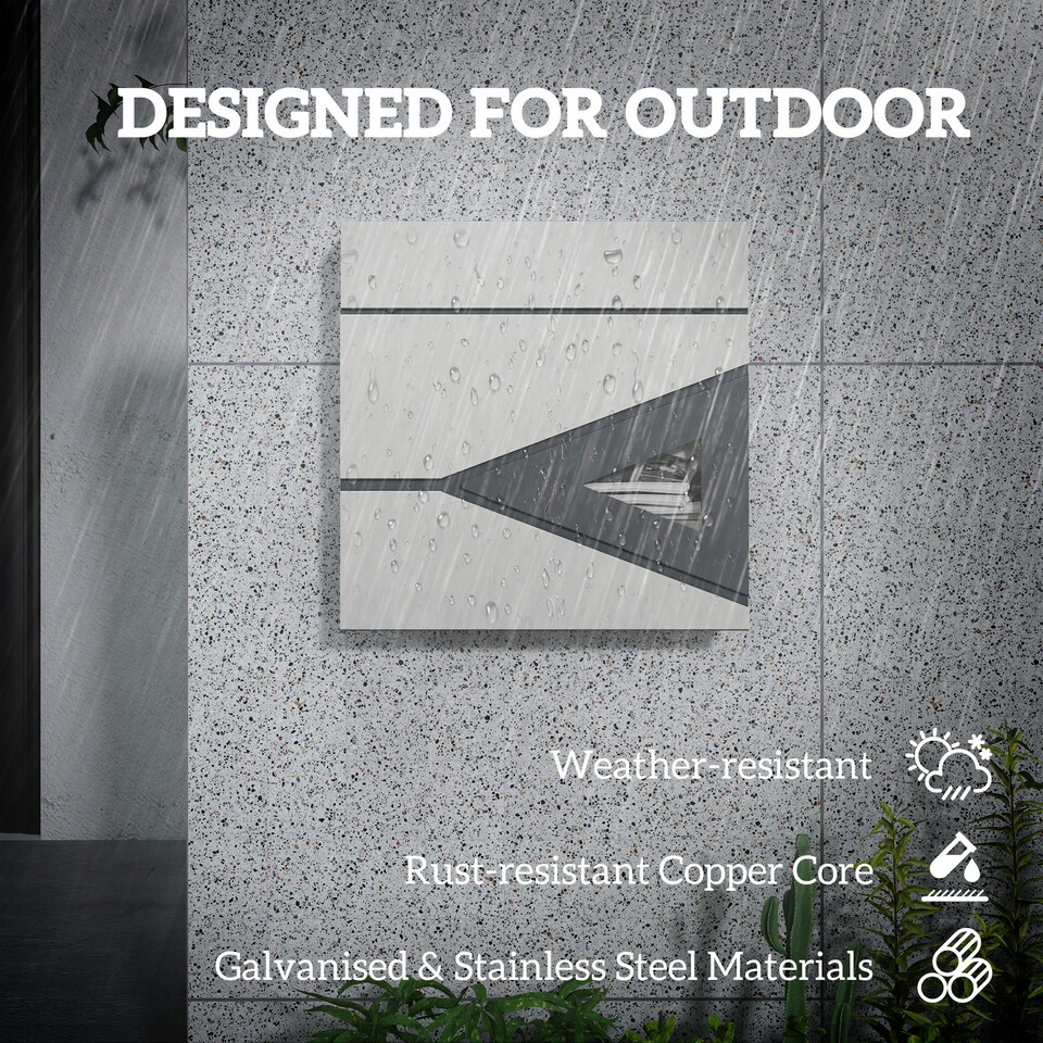 image 1 of HOMCOM Modern Wall Mounted Post Box, Weatherproof Letterbox with Lock Black
