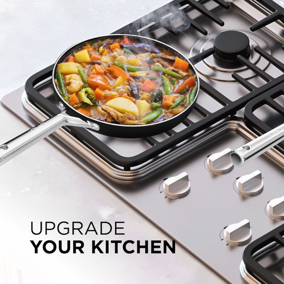 image 1 of DMD 2-Piece Frying Pan Set (20cm & 24cm) Non-Stick, Stainless Steel Handles | Black | 2-Piece