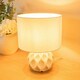 image 2 of ValueLights Luca Ceramic Textured Cream Table Lamp with Cream Drum Shade