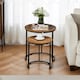 image 7 of Vida Designs Brooklyn Round Nest of Tables 2 Piece Set Nesting Sofa Bedside Side Table, Dark Wood