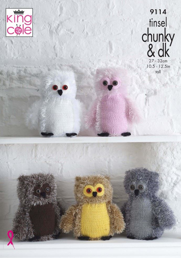 King Cole Tinsel Chunky Knitting Pattern 9114, Toys - 27 - 32 cm