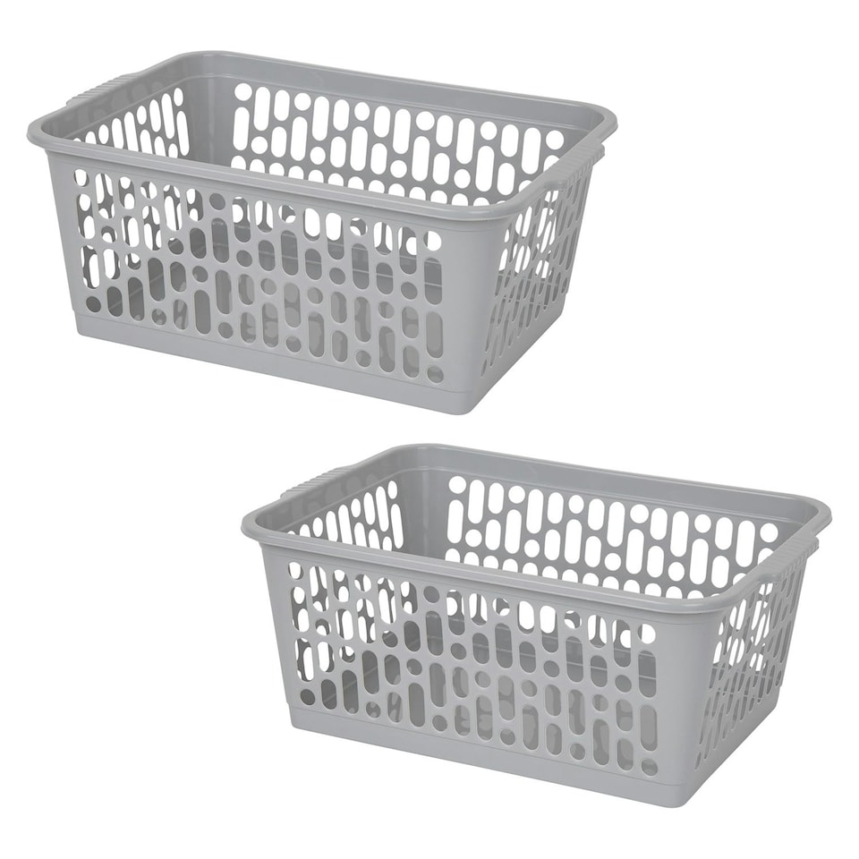 image 1 of 1 x Cool Grey Multipurpose Handy Plastic Storage Basket Organiser Ideal For Home & Office Grey