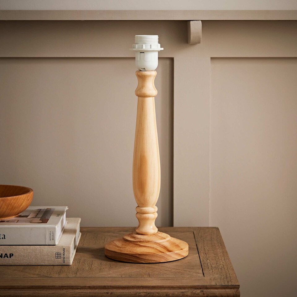 image 1 of ValueLights Victoria Light Wood Traditional Stem Table Lamp Base | Brown