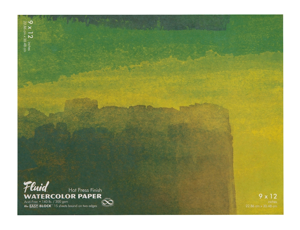 Speedball Fluid Hot Press Watercolour Paper Block, White, 9 x 12inch