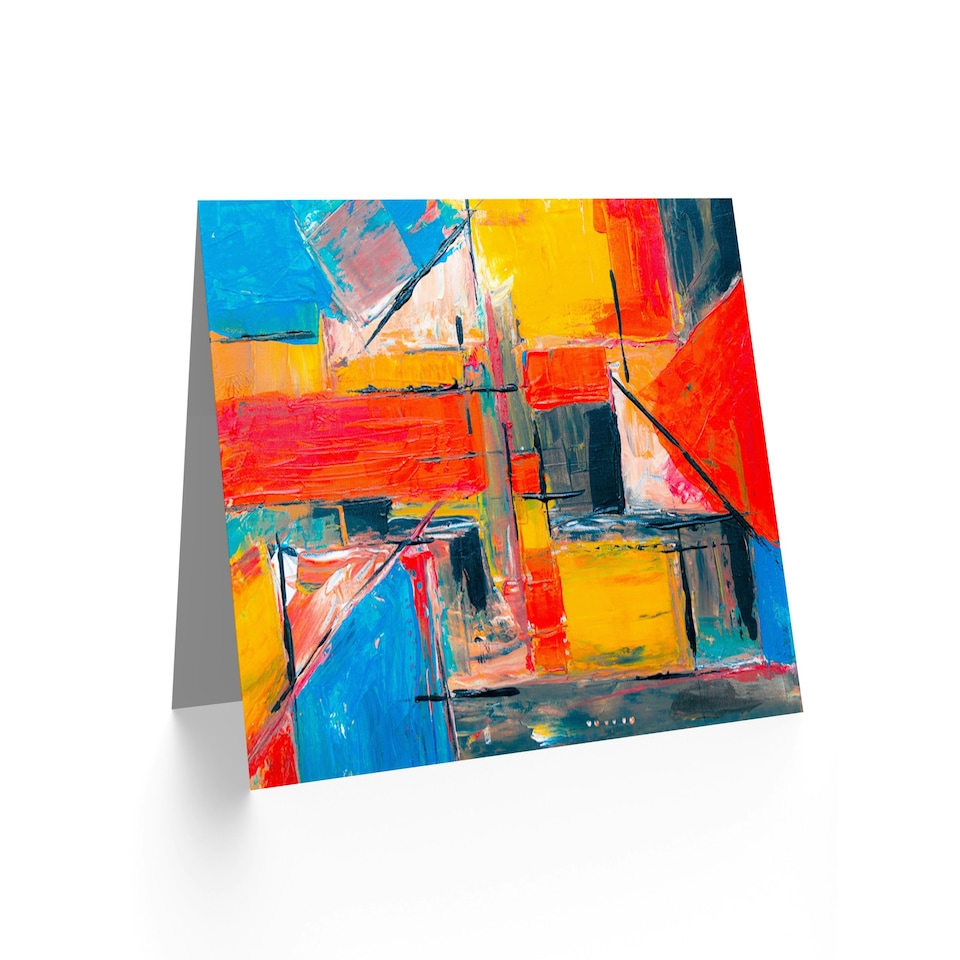 image 1 of Abstract Expressionism Geometric Oil Painting Greeting Card