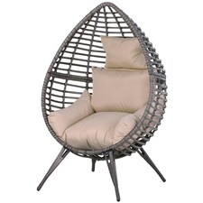 Outsunny Outdoor indoor Wicker Teardrop Chair with Cushion Rattan Lounger