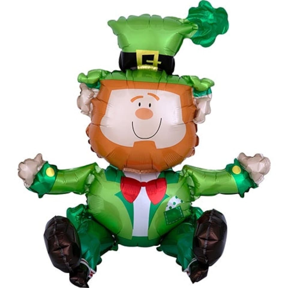 image 1 of Sitting Leprechaun Air Fill St. Patrick's Day Foil Balloon 55cm / 22 in