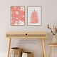 image 2 of Set of 2 Flower Fern Frond Coral Pink Plant Botanical Living Room Wall Art Print A4