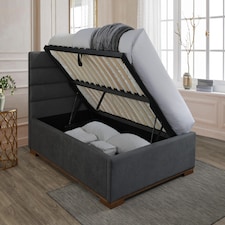 5ft King Size Dark Grey Ottoman Lift Up Storage Bed, Grey Soft Velvet Fabric Upholstered Bed Frame Bedstead