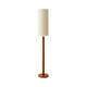 image 4 of ValueLights Wyatt Natural Linen Tall Lamp Shade Walnut Wood Bobbin Floor Lamp with LED Bulb Cream