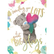 Bear Squeezing Big Heart Sending Hugs Blank Greeting Card