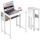 image 1 of HOMCOM Folding Desk with Storage Shelf and Bag, 63 cm Foldable Computer Desk for Small Spaces, Space Saving Writing Table on Wheels for Home Office, Bedroom, Easy Assembly, White | White