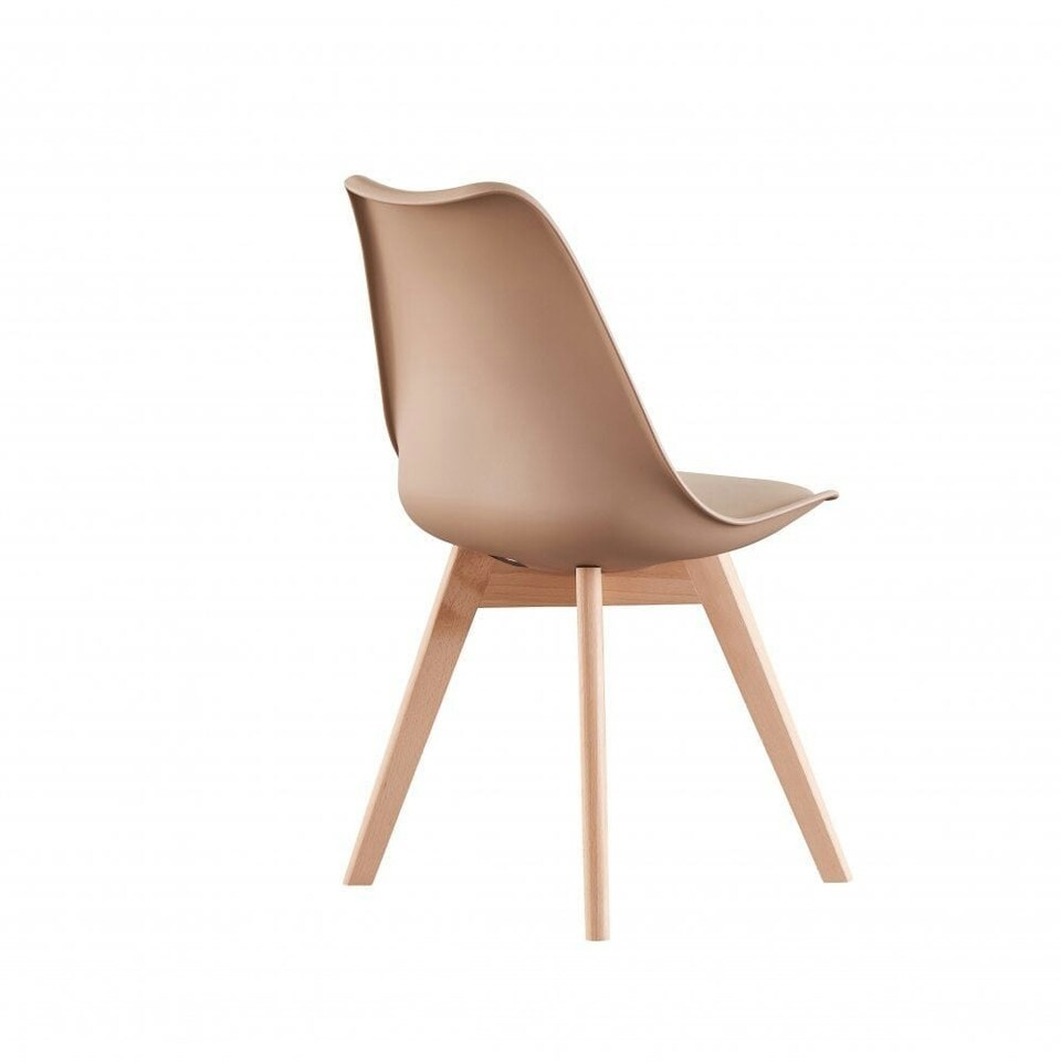 image 1 of Single Scandinavian Dining Chair with Leather Cushions Solid Wood Legs Bronze | Vanilla