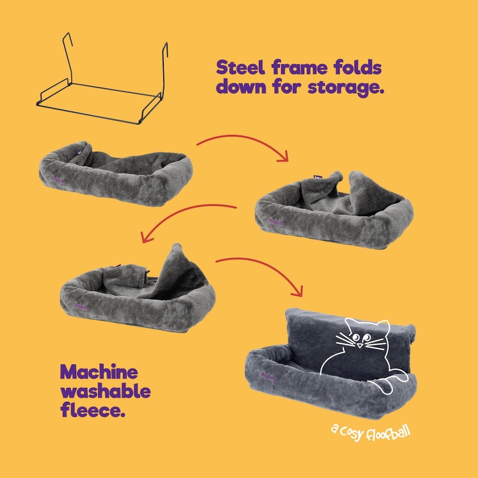 image 1 of Snuggle Padded Cat Radiator Bed Grey