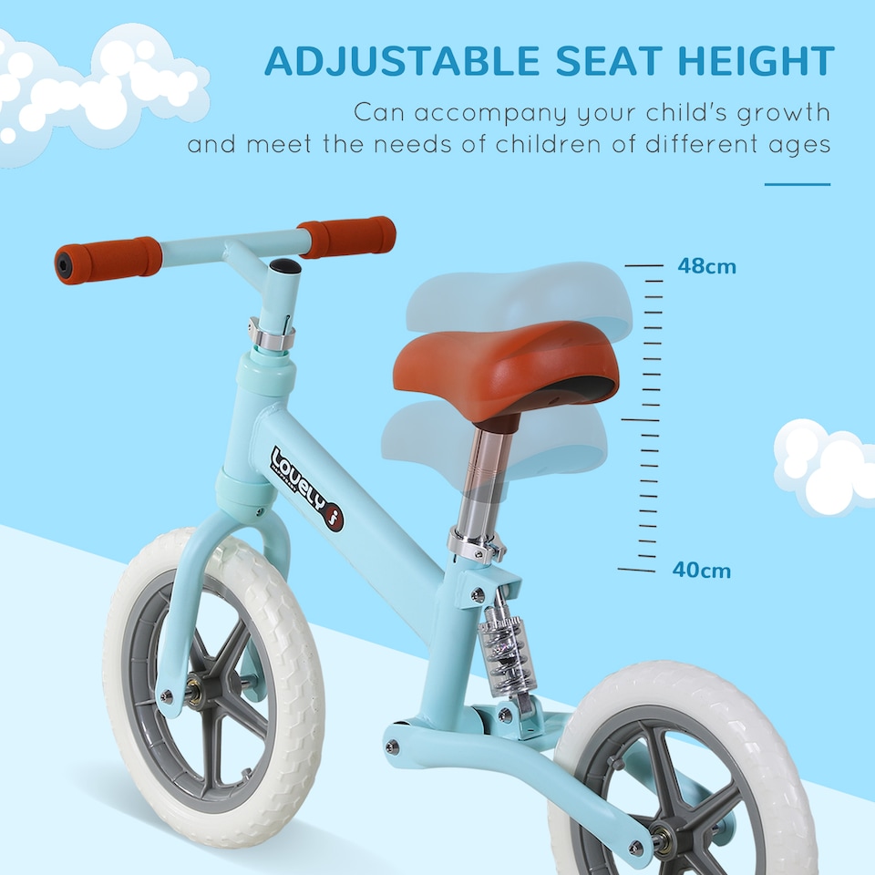 image 1 of HOMCOM 12 Kids Balance Bike No Pedal Bicycle EVA Tire Adjustable Seat Toddler Training Bike With Shock Absorber 2 - 5 Years Gift for Boys Girls Blue