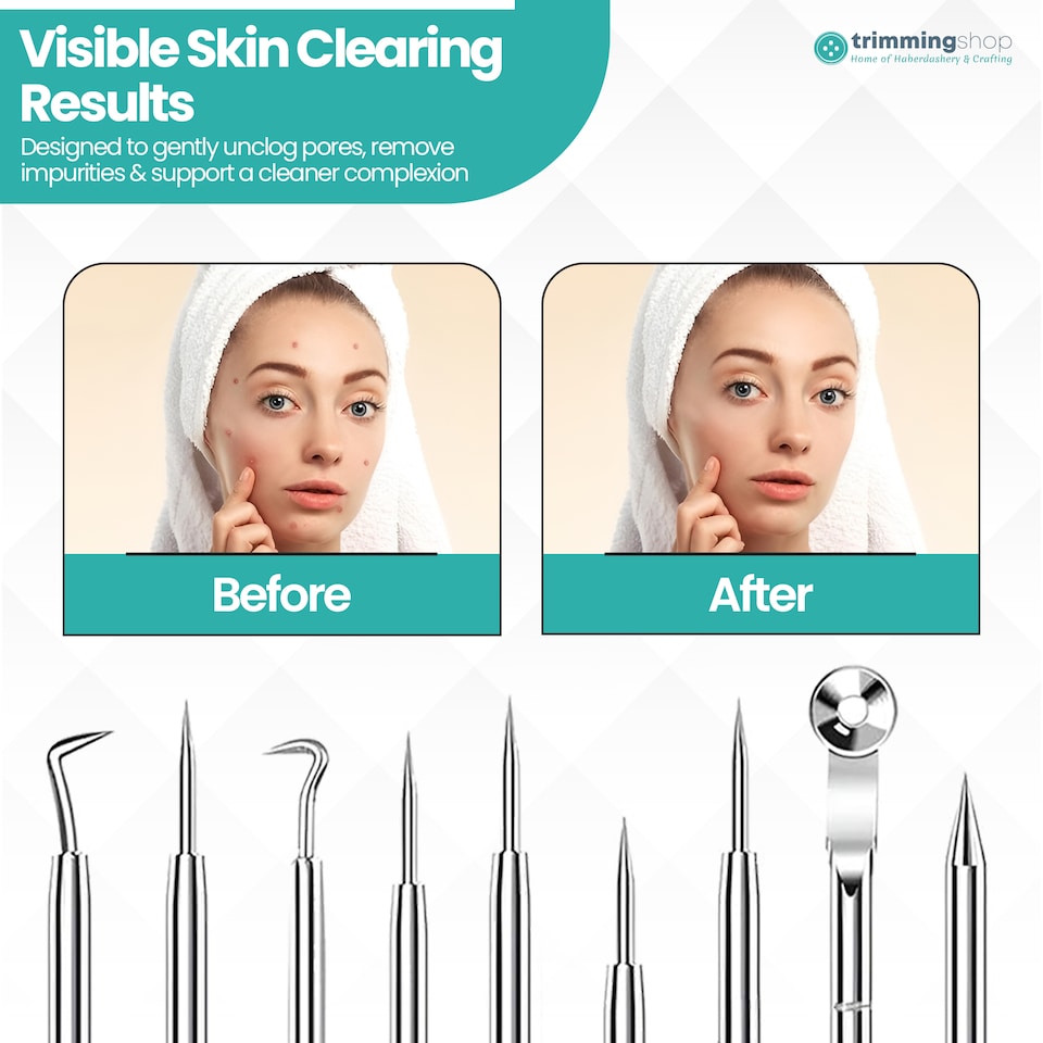 image 1 of Blackhead Remover Tool Set with Storage Case, Stainless Steel Tools - 9pcs