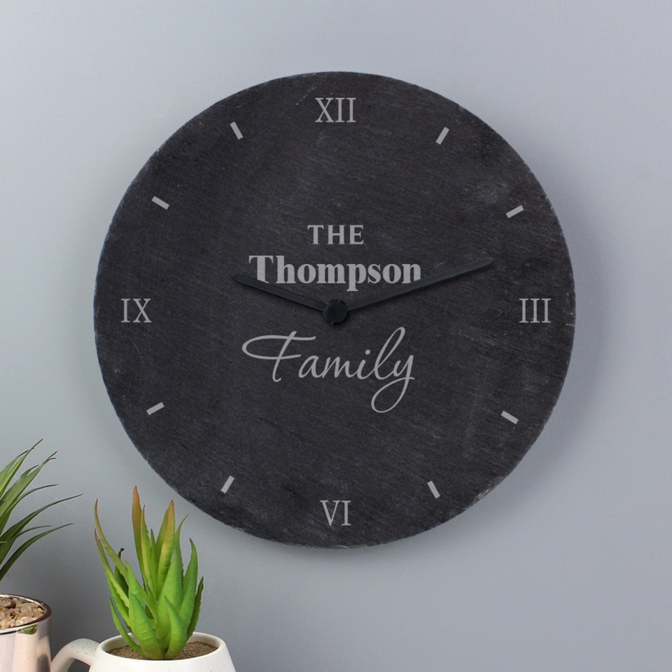 image 1 of Personalised Family Slate Clock