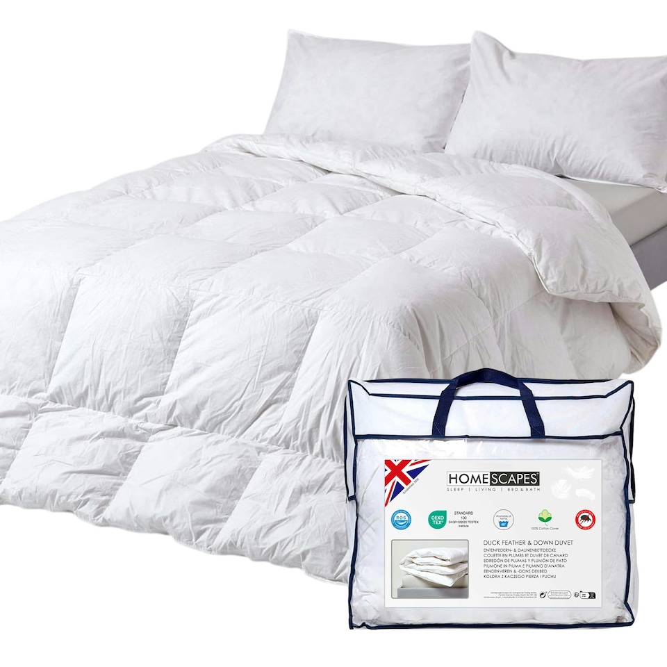 image 1 of Homescapes Duck Feather and Down 13.5 Tog Duvet for Winter, King