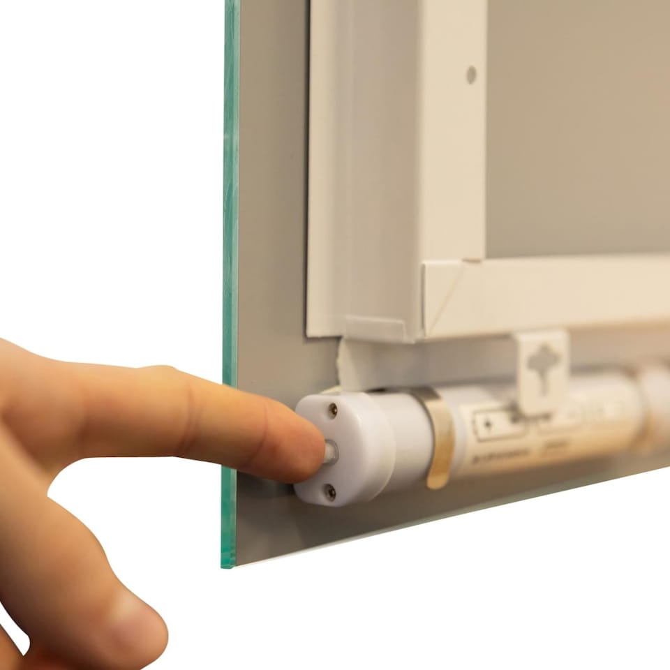 image 1 of Battery Operated LED Illuminated Bathroom 600mm Strip Rectangular Mirror | Clear | 1