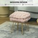 image 4 of HOMCOM Woven Velvet Foot Stool with Steel Legs for Living Room, Pink