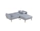 image 5 of Freya 2-Seater Linen-Look Clic-Clack Sofa Bed with Matching Footstool - Light Grey | Grey | Light Grey | Two Seater | 1