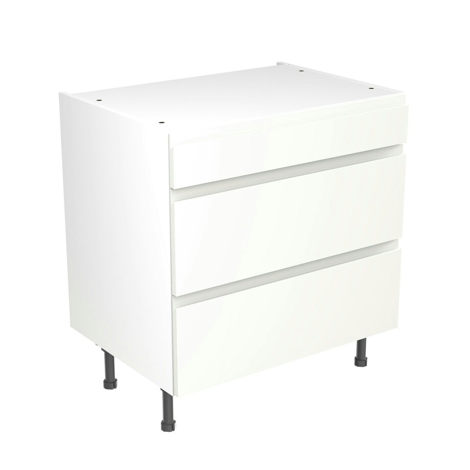 image 1 of 3 Drawer Base Unit 800mm w/ J-Pull Cabinet Door - Ultra Matt White White | Ultra Matt White