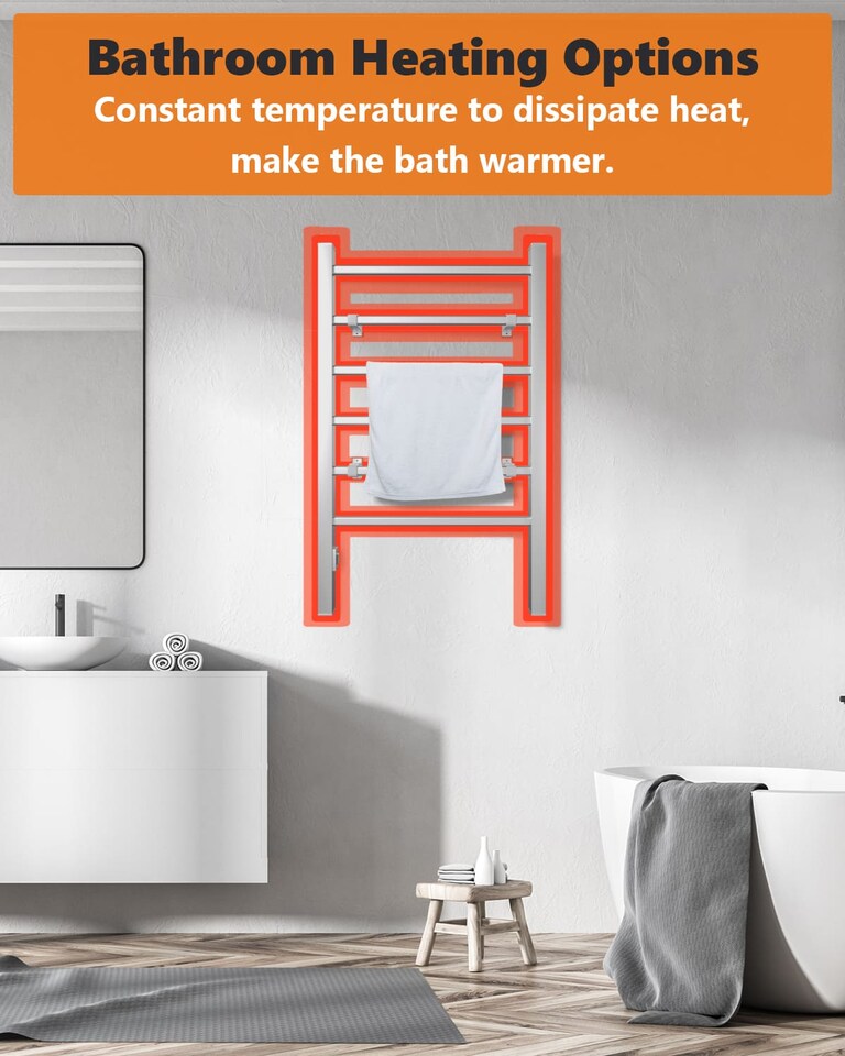 image 1 of COSTWAY 2-in-1 Bathroom Multifunctional Electric Towel Warmer w/6 Bars-Silver
