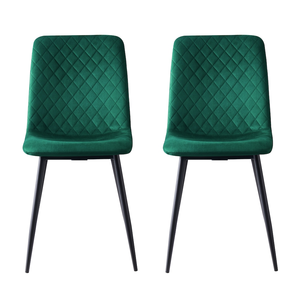 image 1 of MCC Direct Set of 2 Lexi Velvet Fabric Dining Chairs with Metal Legs Green