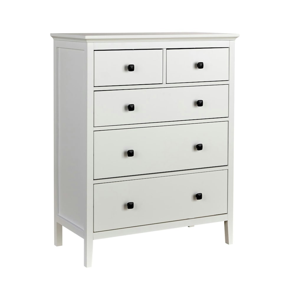 image 1 of Chest Of Drawers White Clothing Organiser MDF Flat Pack Compact Design White | 5 Drawers