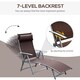 image 3 of Outsunny Sun Lounger Steel Frame Outdoor Folding Chaise Texteline Lounge Chair Recliner with Headrest & 7 Levels Adjustable Backrest, Brown