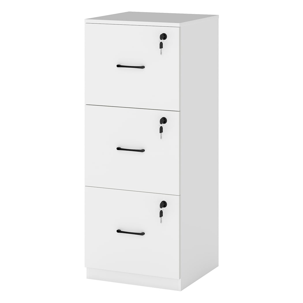 Levede 3 Lockable Drawers Wooden File Cabinet Modern Home Office Storage
