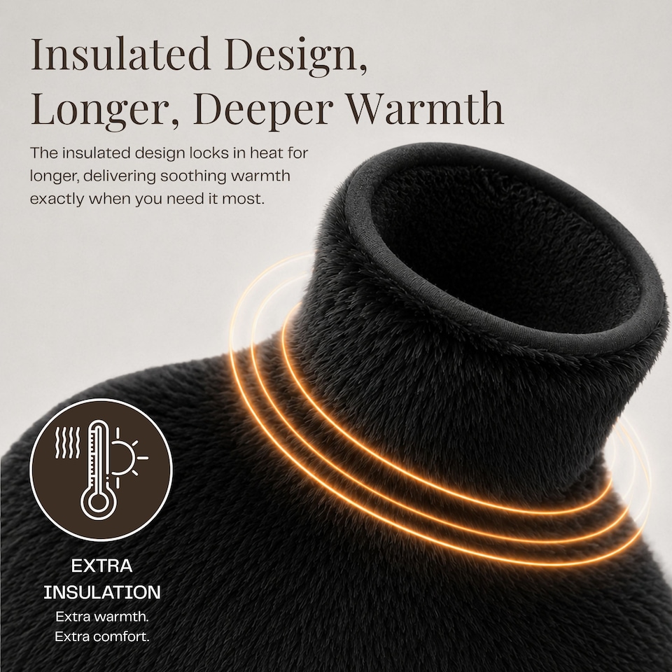 image 1 of 1L Hot Water Bottle - Luxury, Soft and Washable Hot Water Bag for Hot and Cold Compress