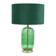 image 3 of ValueLights Leigh Green Velvet Drum Shade with Forest Green Glass and Gold Trim Table Lamp and LED Bulb