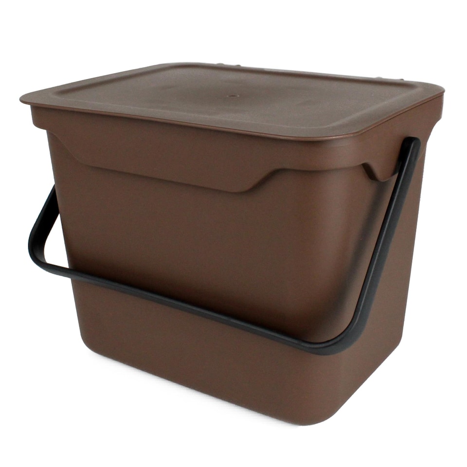 image 1 of 5L Brown Kitchen Compost Caddy/Food Recycling Waste Bin