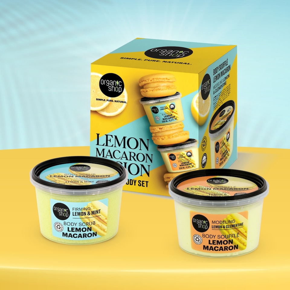 image 1 of Organic Shop Lemon Macaron Fusion Perfect Body Gift Set 250ml/250ml