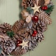 image 7 of 36cm Frosted Hanging Christmas Wreath with Red Jingle Bells & Wooden Stars