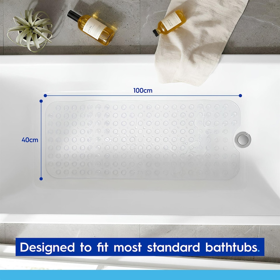 image 1 of Harbour Housewares Non-Slip Bath Mat - 100 x 40cm