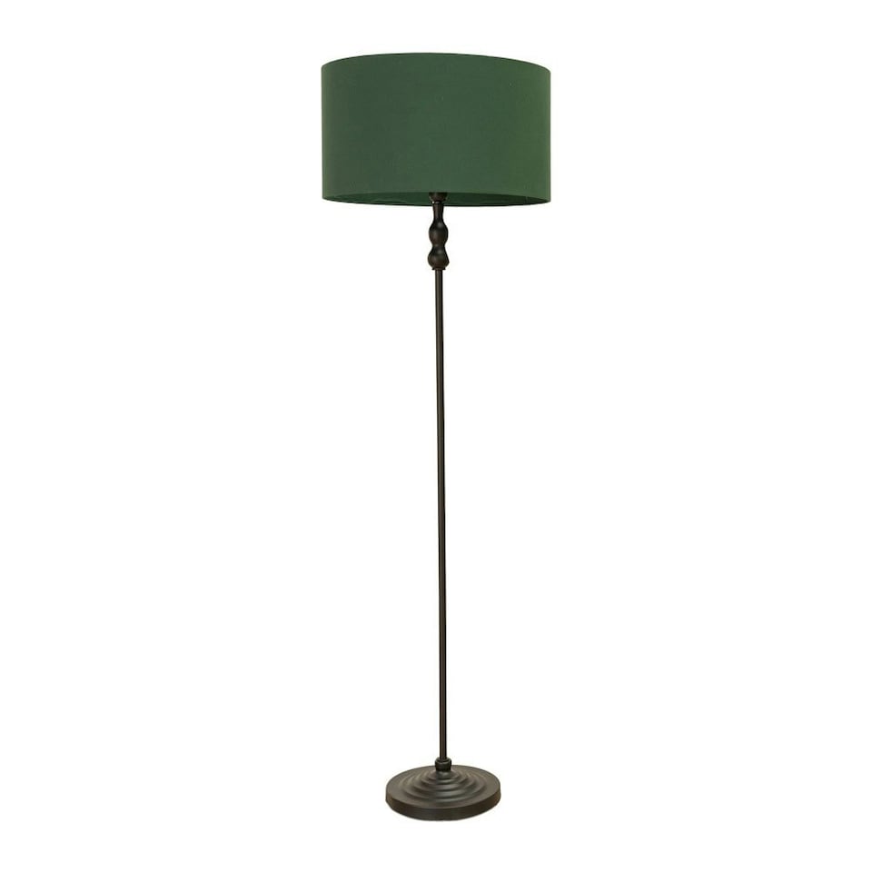 image 1 of ValueLights Maggie Black Candlestick Floor Lamp Green Shade | Green