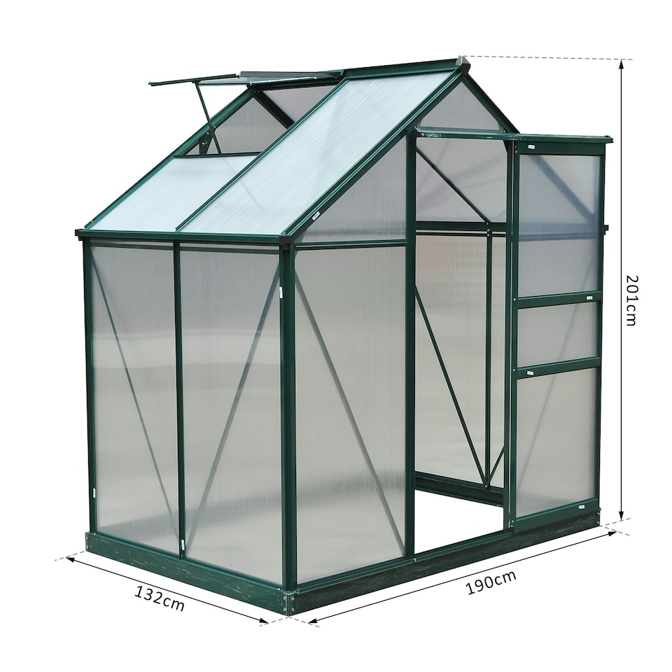 image 1 of Outsunny 6x4ft Walk-In Polycarbonate Greenhouse Plant Grow Galvanized Aluminium | Grey