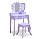 image 1 of Teamson Kids Heart-Shaped Play Vanity Table with LED Lights, Triple Mirror, Stool & Storage Drawers, Violet | Purple