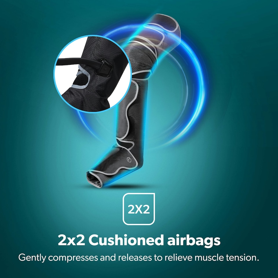 image 1 of GEEPAS 3-in-1 Foot Calf Thigh Massager with Hand-held Controller, Black
