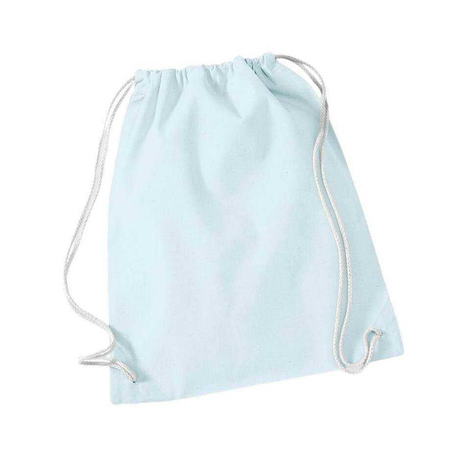 Westford Mill Cotton Drawstring Bag - Pastel Blue/White - One Size | Multi