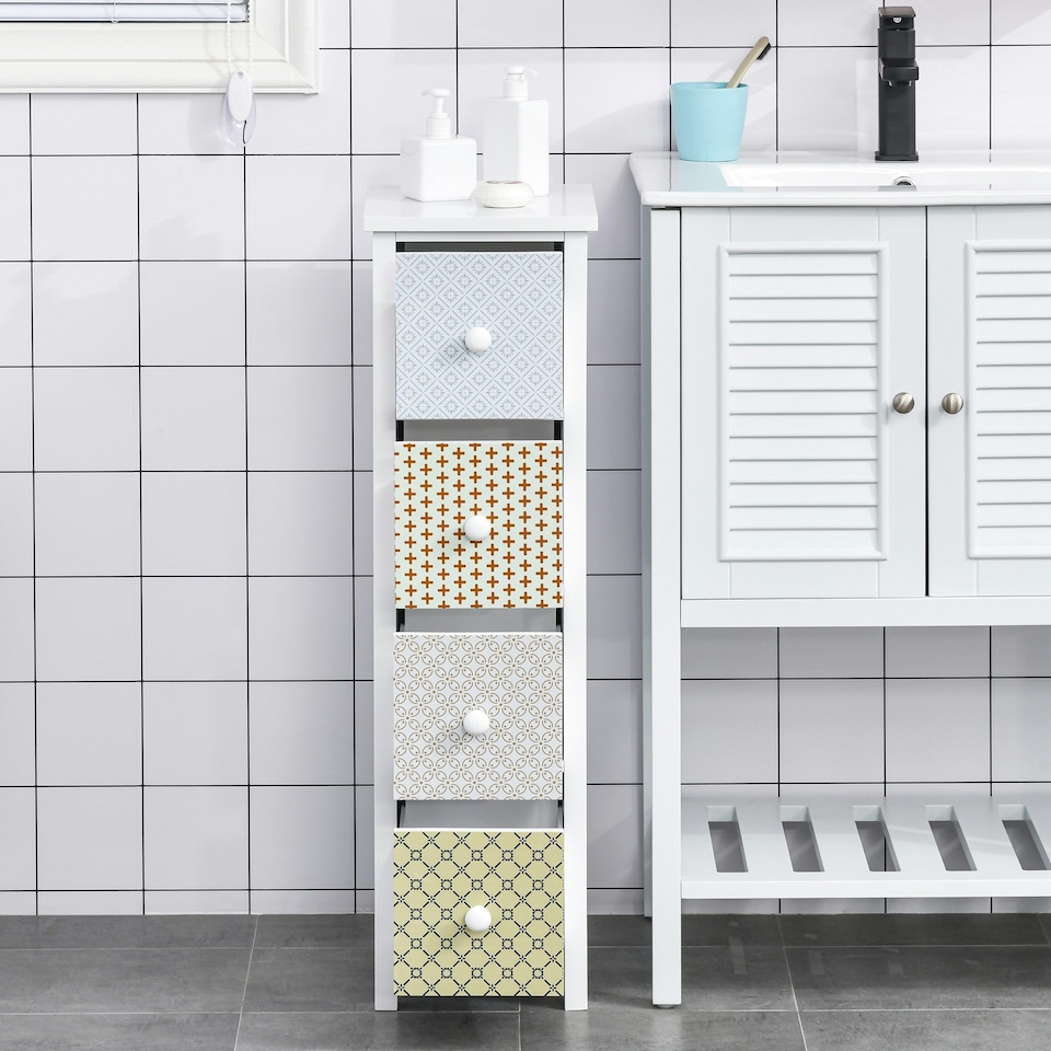 image 1 of HOMCOM Drawer Cabinet, 4 Drawer Storage Organizer Unit Bathroom Bedroom