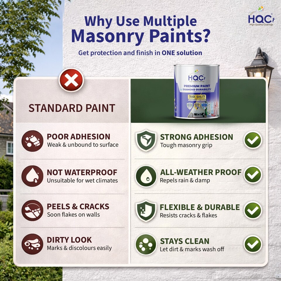 image 1 of HQC Smooth Masonry Paint -  Weatherproof & Long-lasting Protection For All Exterior Walls - Light Grey - 10L