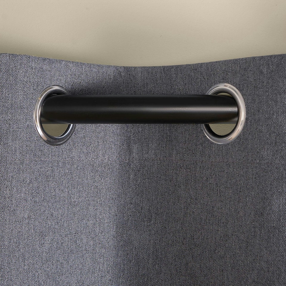 image 1 of OHS Woven Textured Blackout Eyelet Curtains, 66x90" - Charcoal