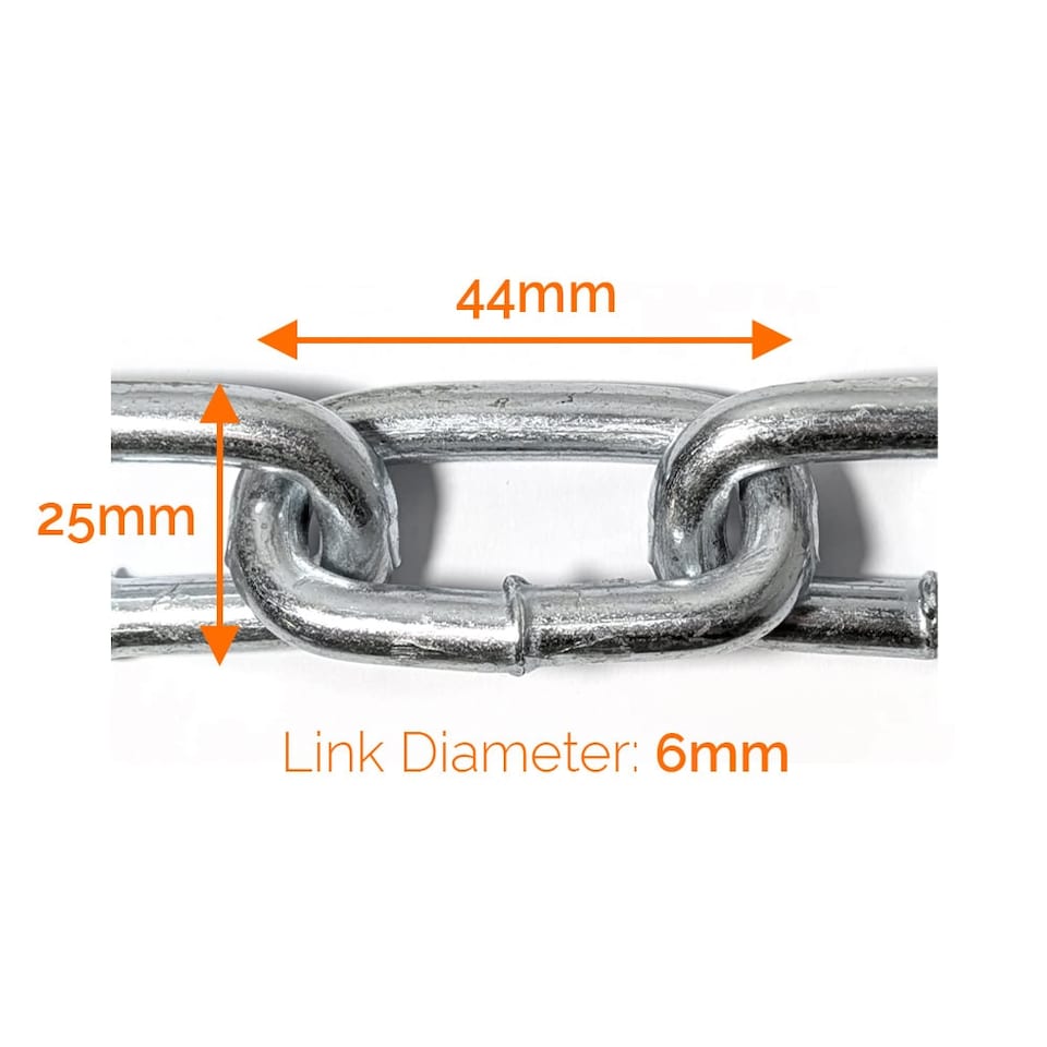 image 1 of Elixir Gardens Heavy Duty Galvanised Steel Chain 2-8mm Zinc Plated Welded Links. 6mm x 4m
